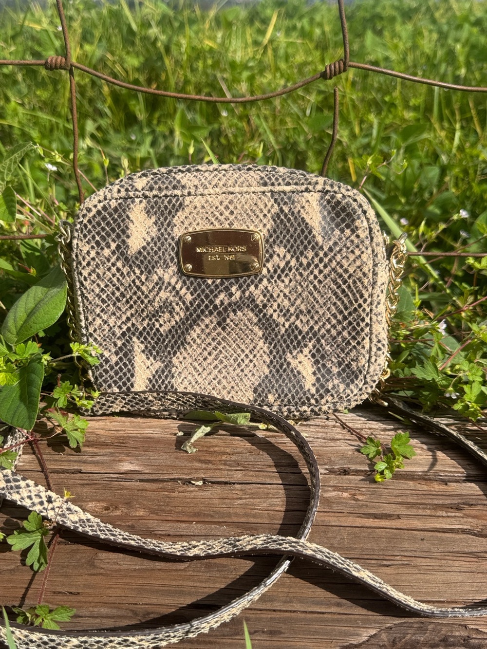 Michael Kors Snakeskin print Chain detail Small going out Crossbody bag